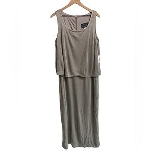 ALEX EVENINGS Dress Gold‎ Shimmer Sleeveless Shift dress with layered top New